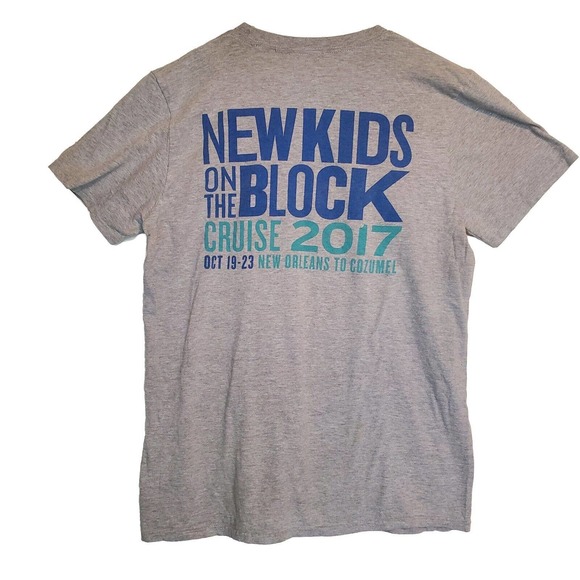 New Kids On the Block 2017 Concert Cruise Gray Blue T-Shirt Medium - Picture 3 of 5